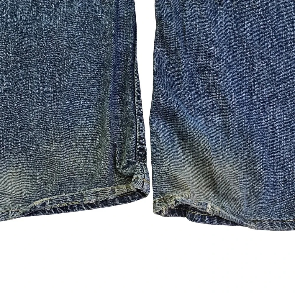 Express Mens Distressed Straight Leg Jean Blue Denim W34 L30 100% Cotton RN55285